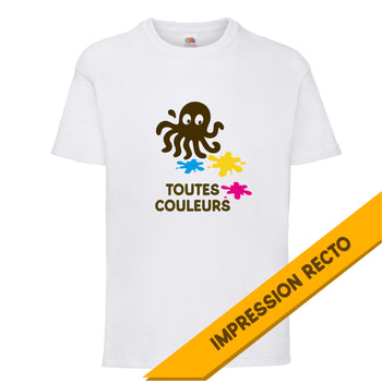 T-shirt enfant impression 1 FACE en QUADRI (toutes couleurs)
