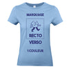t-shirt femme bleu ciel impression personnalisée recto-verso