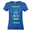 t-shirt femme bleu roy impression personnalisée recto-verso