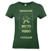t-shirt femme vert foncé impression personnalisée recto-verso