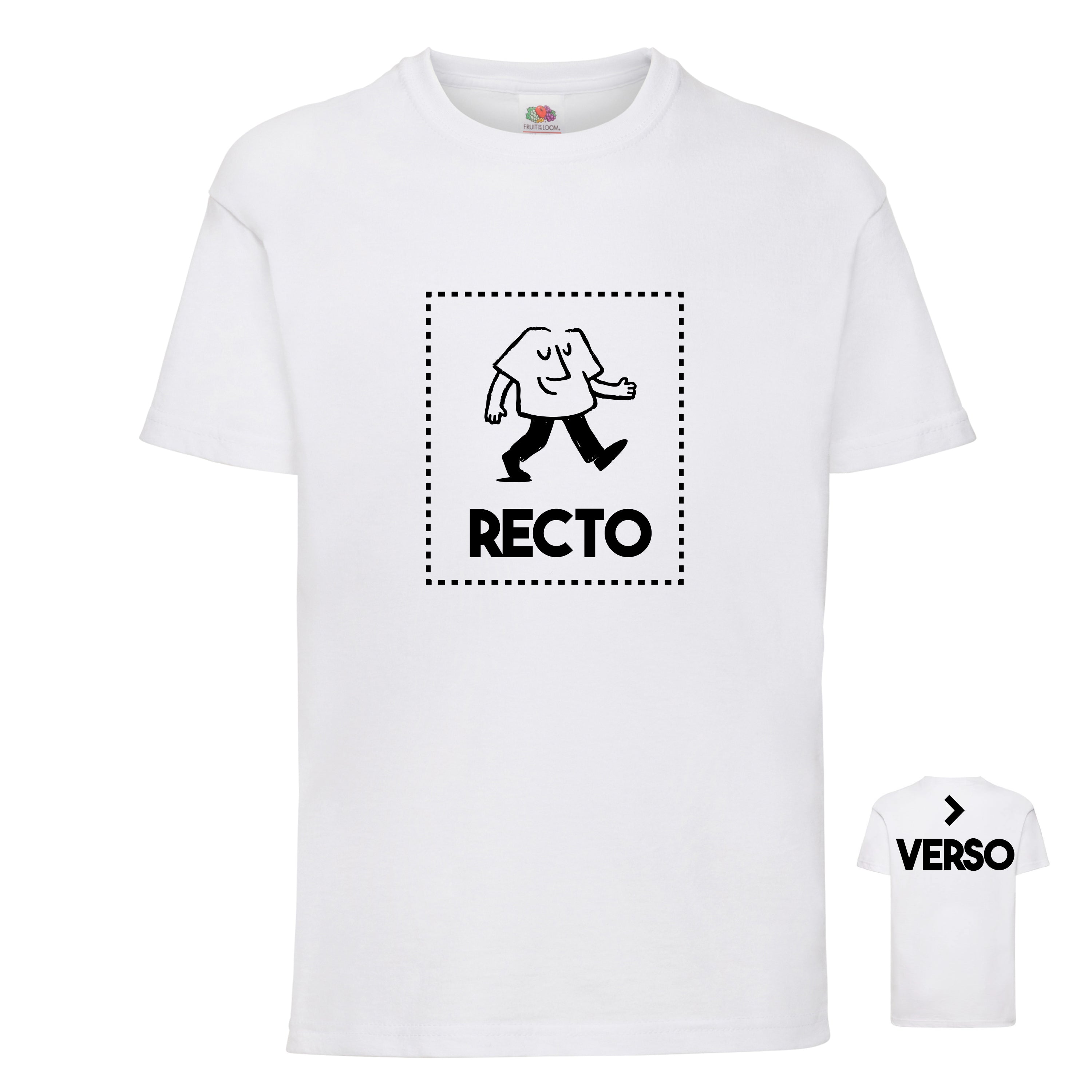 t-shirt enfant blanc personnalisation en 1 couleur recto-verso