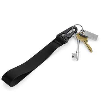 Schwarzer Karabiner-Schlüsselanhänger + Aufdruck