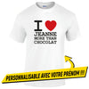 t-shirt I love chocolat saint valentin