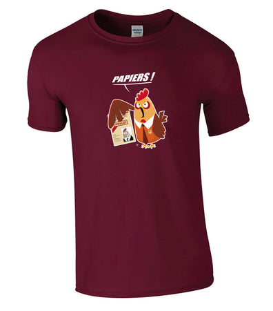t-shirt papiers poulet