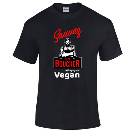 t-shirt sauvez un boucher mangez un vegan